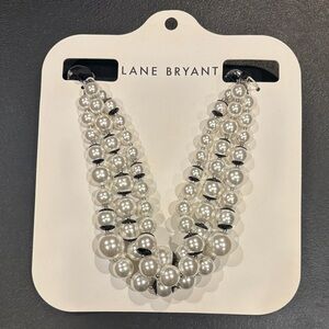 Lane Bryant White and Black Beaded Necklace